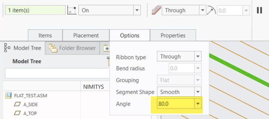 Angle control of cable at network location
