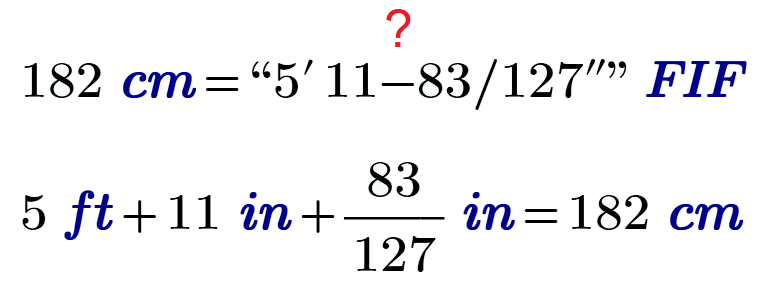 182 centimeters in clearance feet and inches