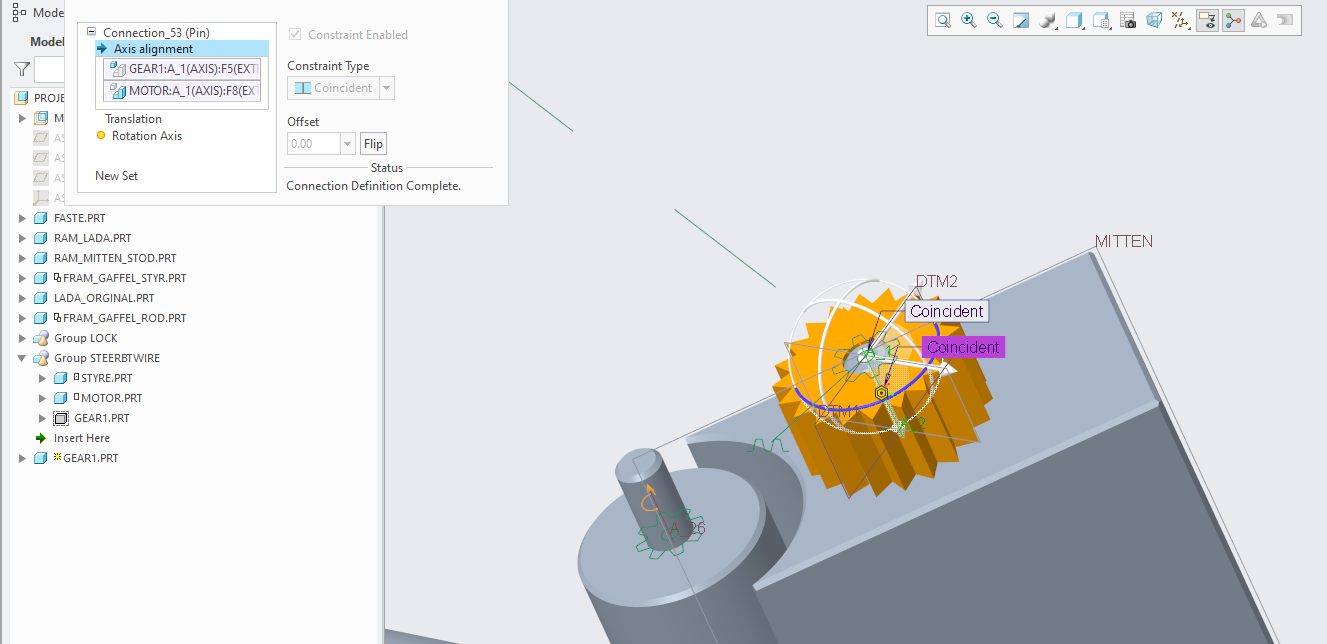 Can't rotate group because of a part. PTC Community