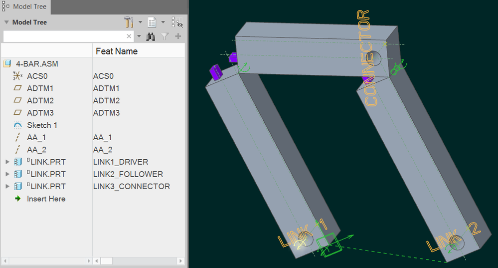 Common 4-bar parallel linkage where Link 1 and Link 2 have same length, and the link 3 and the ground also have a common length between their pin joints