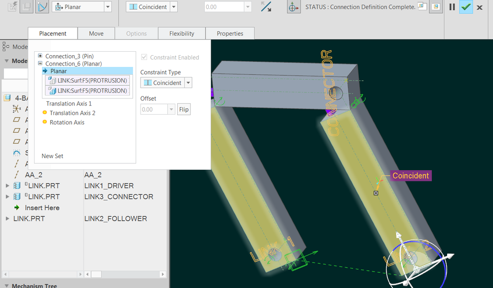 Planar constraint between link 1 and link 2