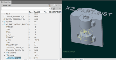 Assembly instance x2inst - note part instance x2_part_inst does not have the old style cutout in the correct orientation...