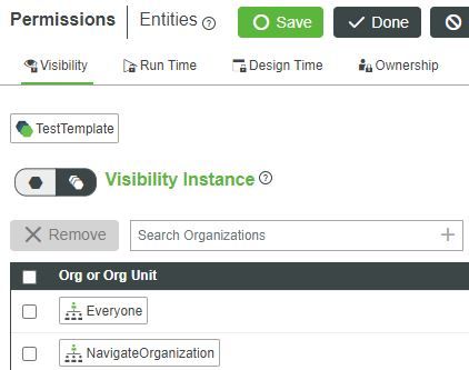 TestTemplate Permissions Visibility Instance