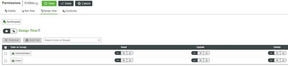 TestTemplate Permissions Designtime