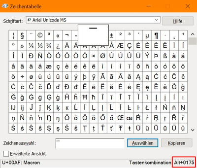 erweiterte ASCII Tabelle