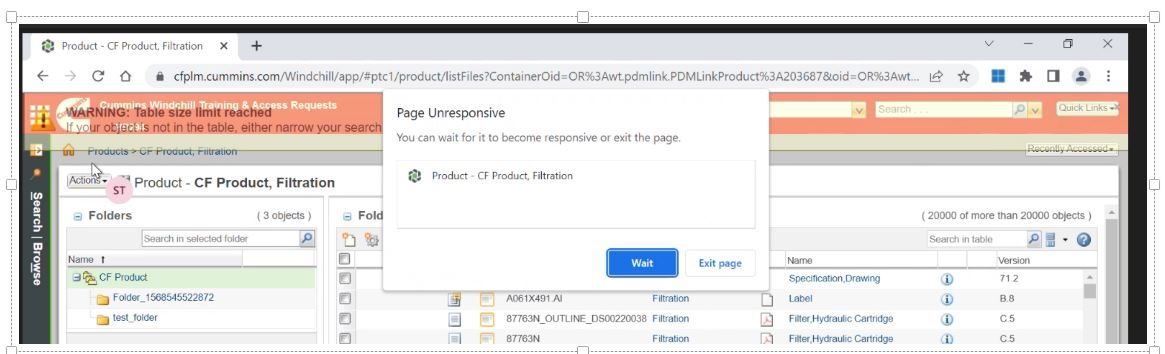 Solved: Windchill container folders page gets stuck/unresp... - PTC ...