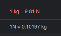 Kg convert clearance newton