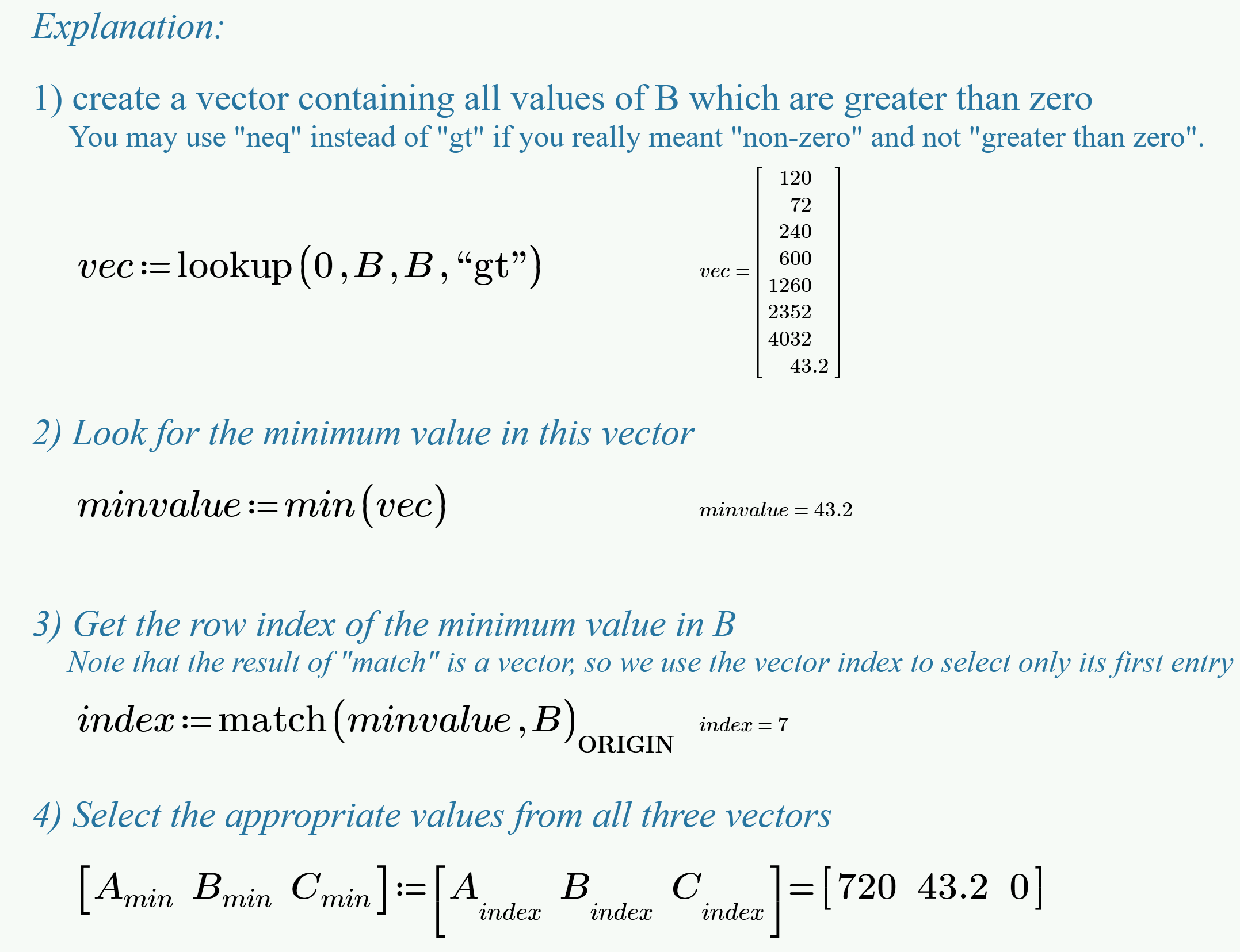 Solved highlight smallest non zero value from table in ma