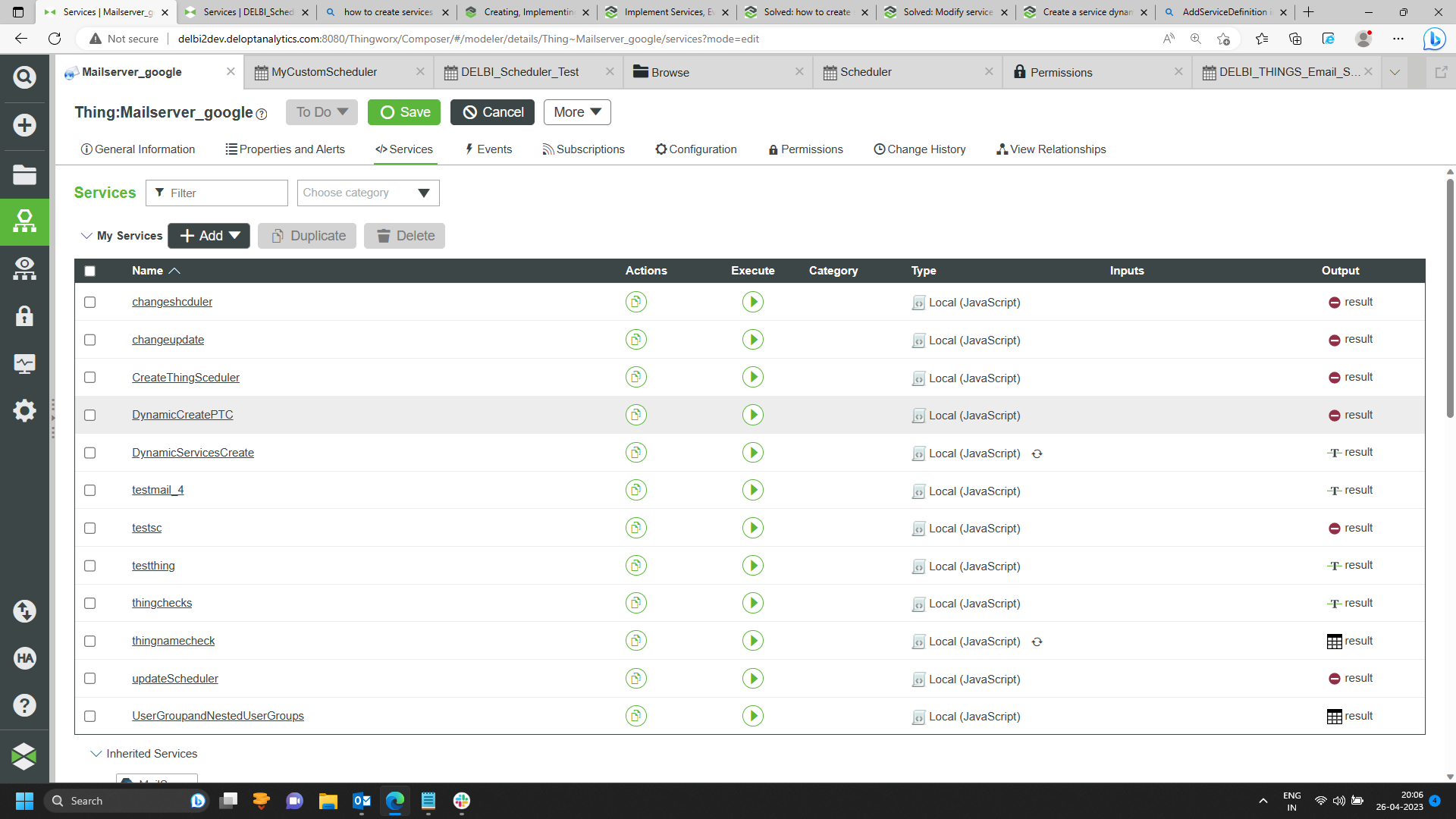 Solved: how to create services in New Thing using javascri... - PTC ...