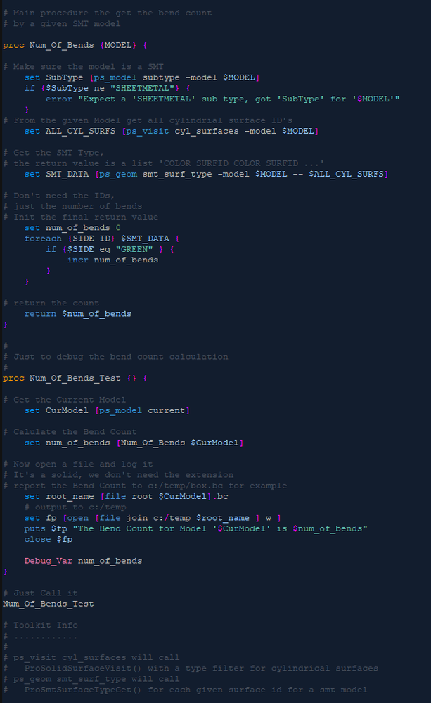 p-Shell Code to get the amount of bends in a SNT model