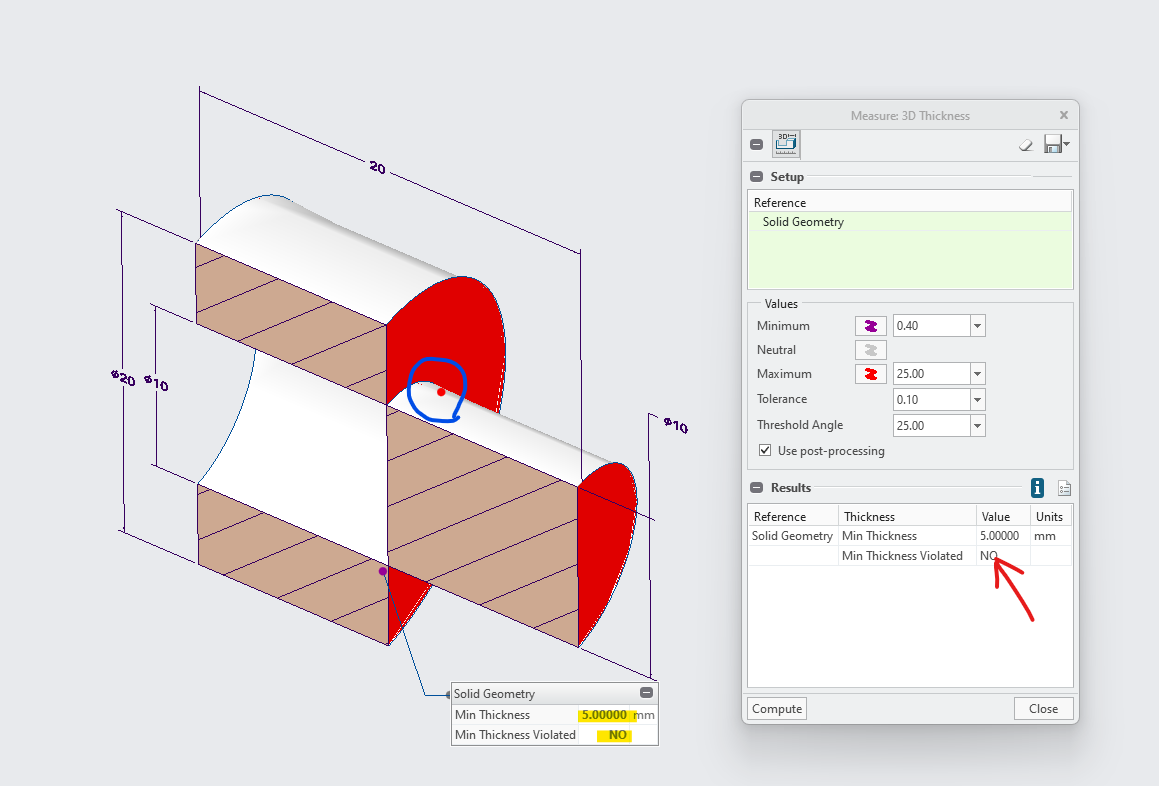 Solved Zero Thickness result in 3D thickness analysis PTC Community